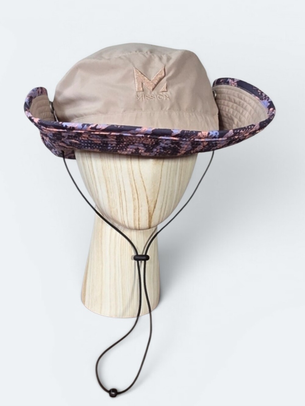 NEW Mission Reversible Outdoor Boonie Hat - Beige with Pink/Blue Pattern